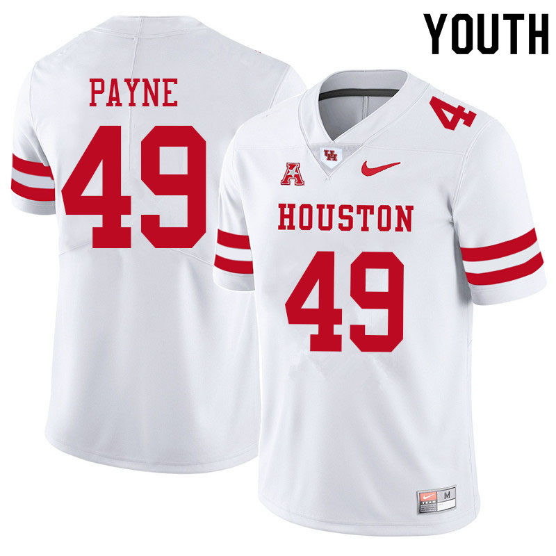 Youth #49 Taures Payne Houston Cougars College Football Jerseys Sale-White - Click Image to Close